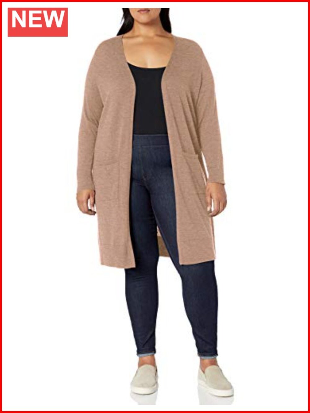 Lightweight Mid Length Open Front Long Sleeve Cardigan Sweater Ribbed